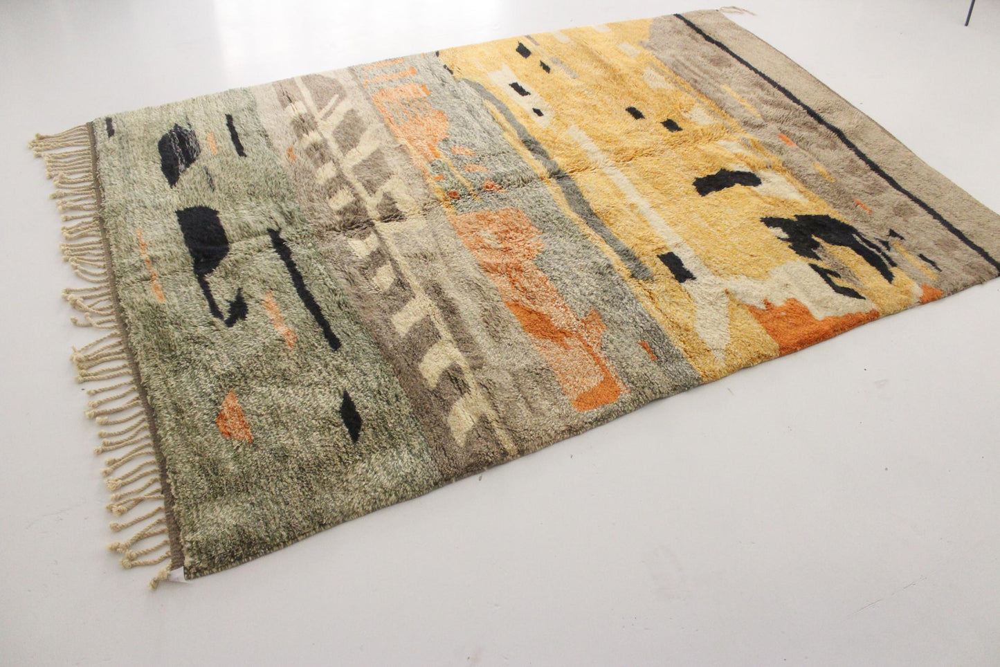 New area moroccan rug - beige, yellow, orange, green - Mrirt - 6.9x10feet / 210x305cm