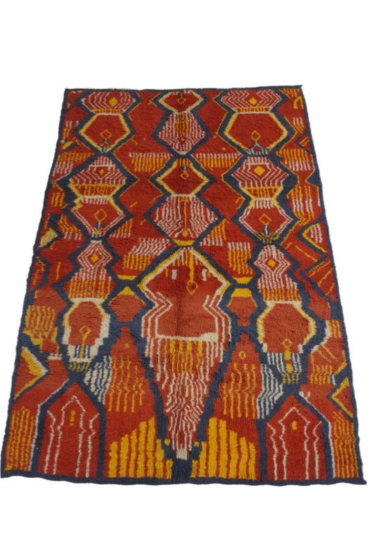 Vintage area moroccan rug - red, blue, yellow - Boujad - 6.7x9.9feet / 206x304cm