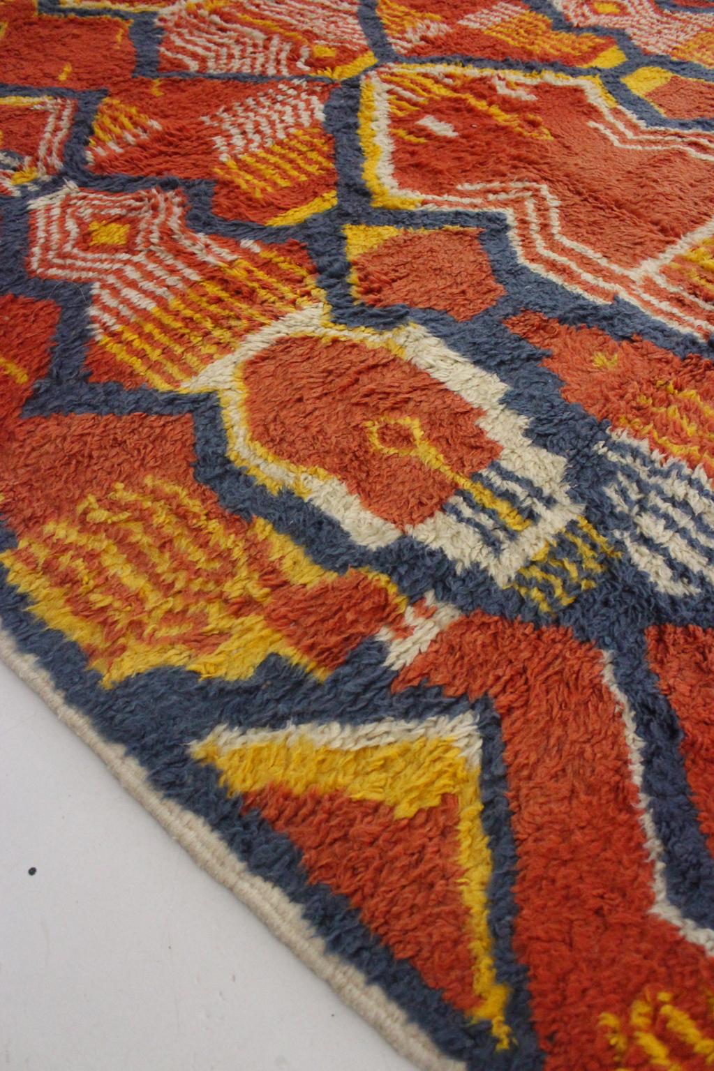 Vintage area moroccan rug - red, blue, yellow - Boujad - 6.7x9.9feet / 206x304cm