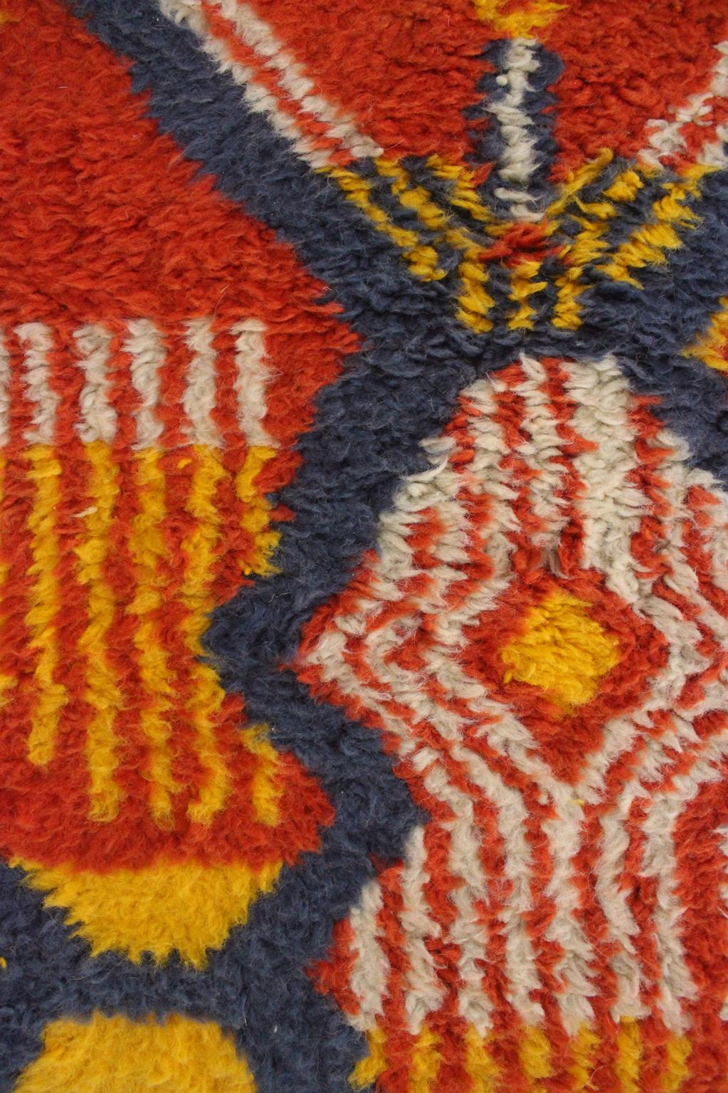 Vintage area moroccan rug - red, blue, yellow - Boujad - 6.7x9.9feet / 206x304cm