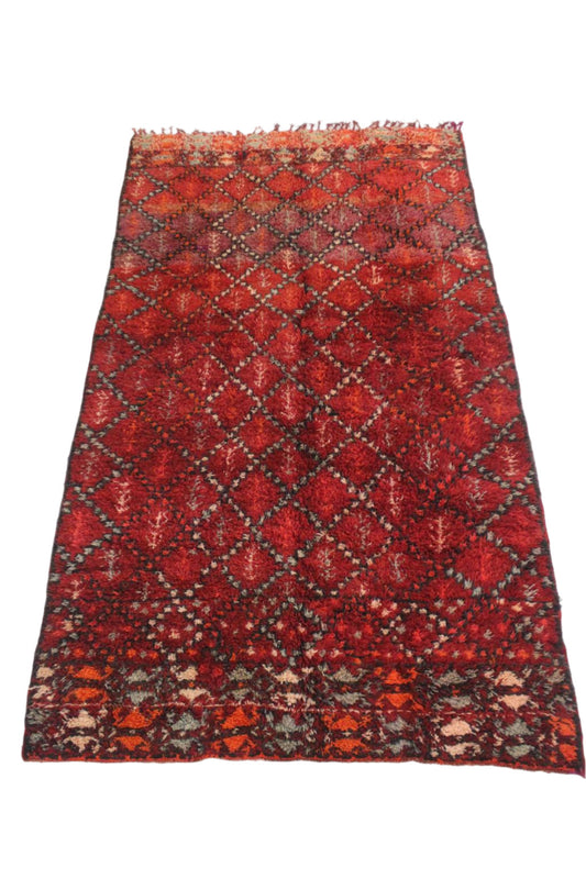 Vintage area moroccan rug - red - Beni Mguild - 6.5x11.6feet / 198x355cm